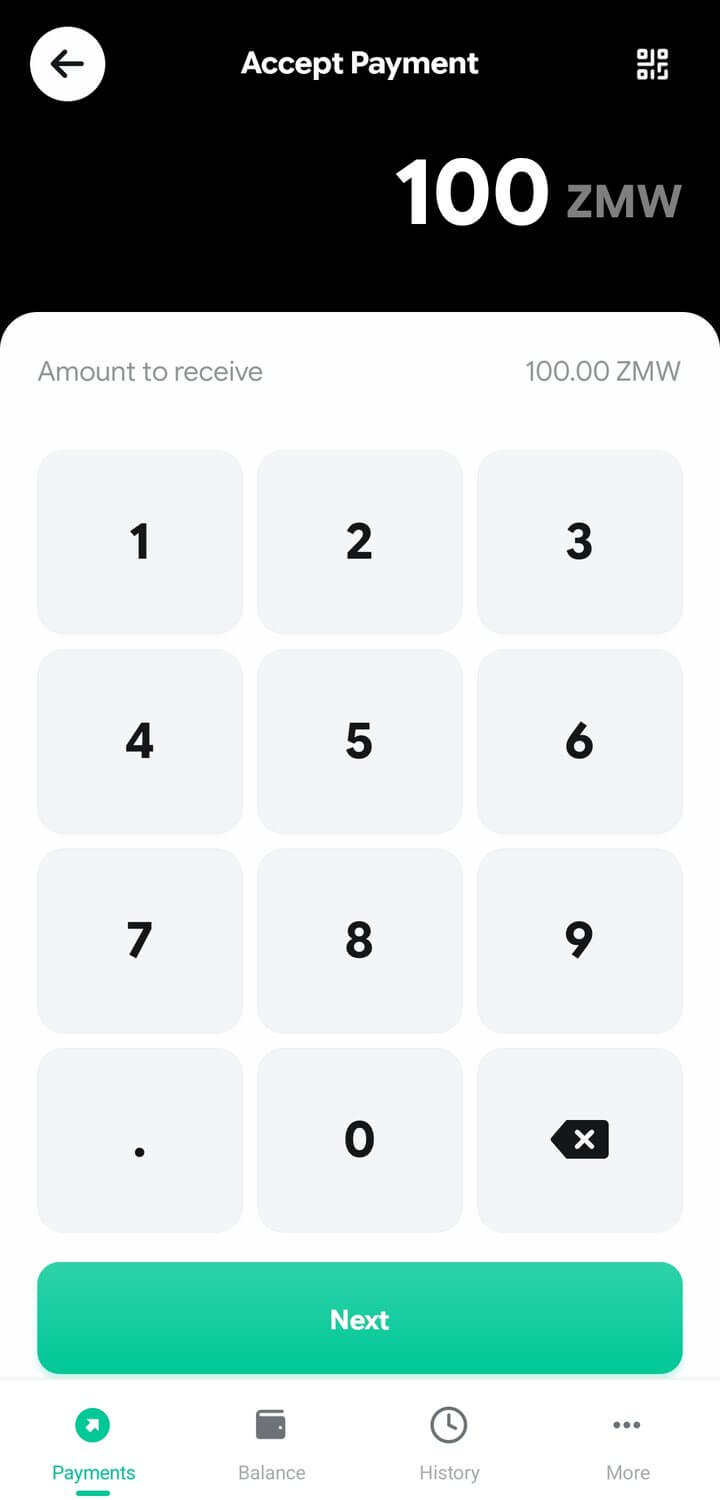 zoyk app — enter the amount