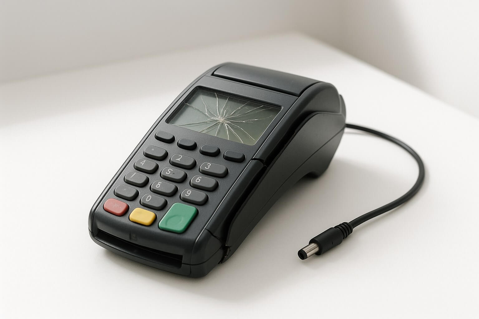 An old broken card payment terminal